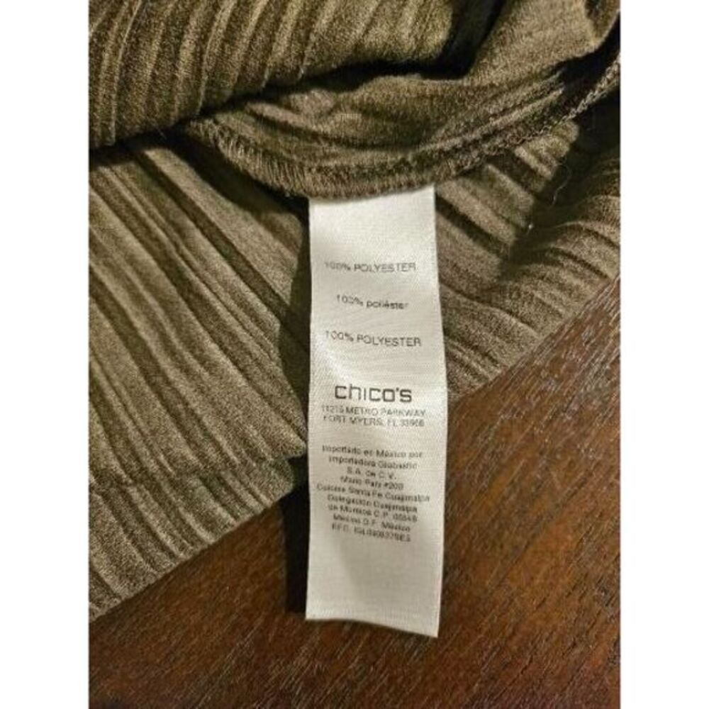 CHICO'S Pleated Faux Suede Cold Shoulder Top Brown Ladies Size 1 SMALL - Picture 7 of 12